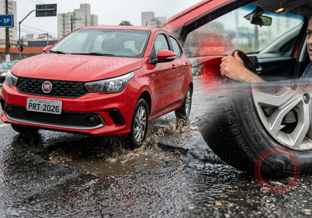 O erro que quase todo dono de carro comete e que destrói os pneus nos buracos
